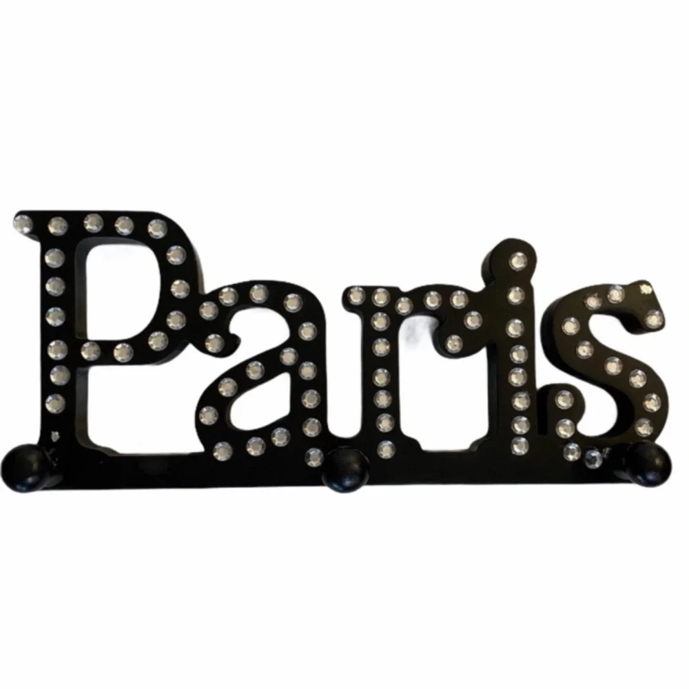 Paris Wall Hook Sparkling Hanger Organizer Jewelry Lingerie Rhinestone Gem Black